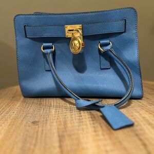 Michael Kors Hamilton Saffiano Satchel in Electric Blue